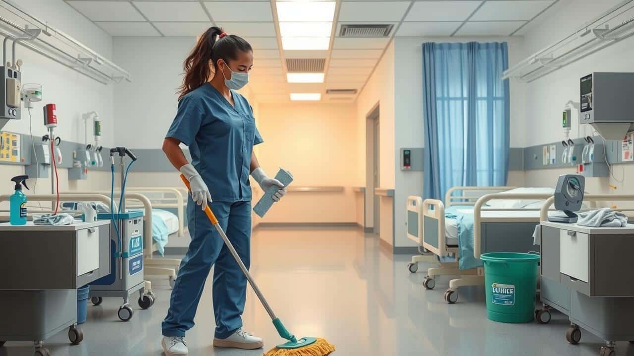 What are the three types of cleaning in healthcare?